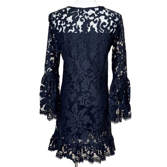Alexis Eloy Ruffle Hem Lace Dress Bell Sleeve in Black Size XS - Picture 13 of 13